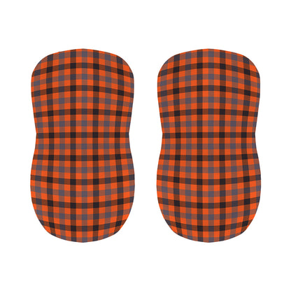 Orange Black And Grey Plaid Print Bar Stool Covers
