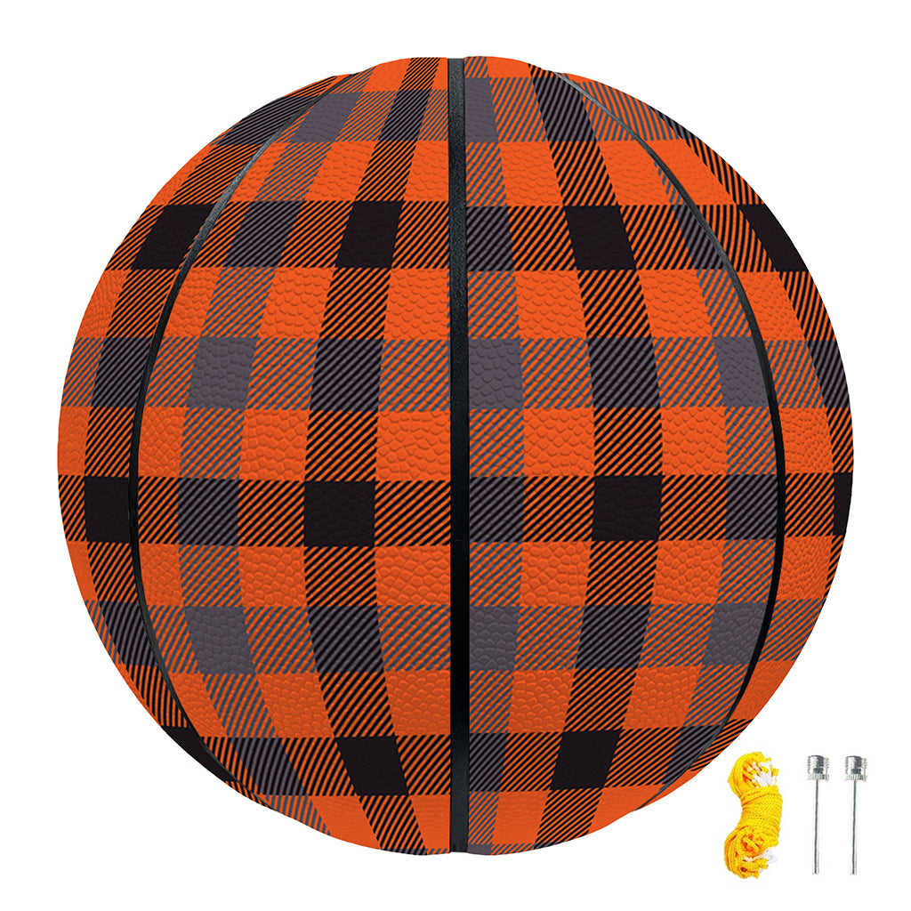 Orange Black And Grey Plaid Print Basketball