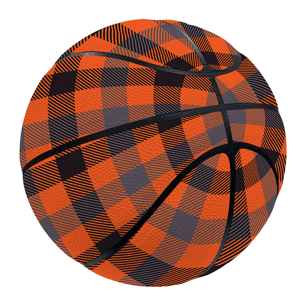 Orange Black And Grey Plaid Print Basketball