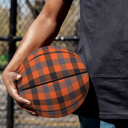 Orange Black And Grey Plaid Print Basketball