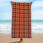 Orange Black And Grey Plaid Print Beach Towel