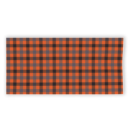 Orange Black And Grey Plaid Print Beach Towel