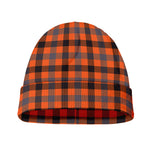 Orange Black And Grey Plaid Print Beanie