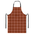 Orange Black And Grey Plaid Print Bib Apron With Pocket