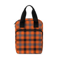 Orange Black And Grey Plaid Print Bible Tote Bag