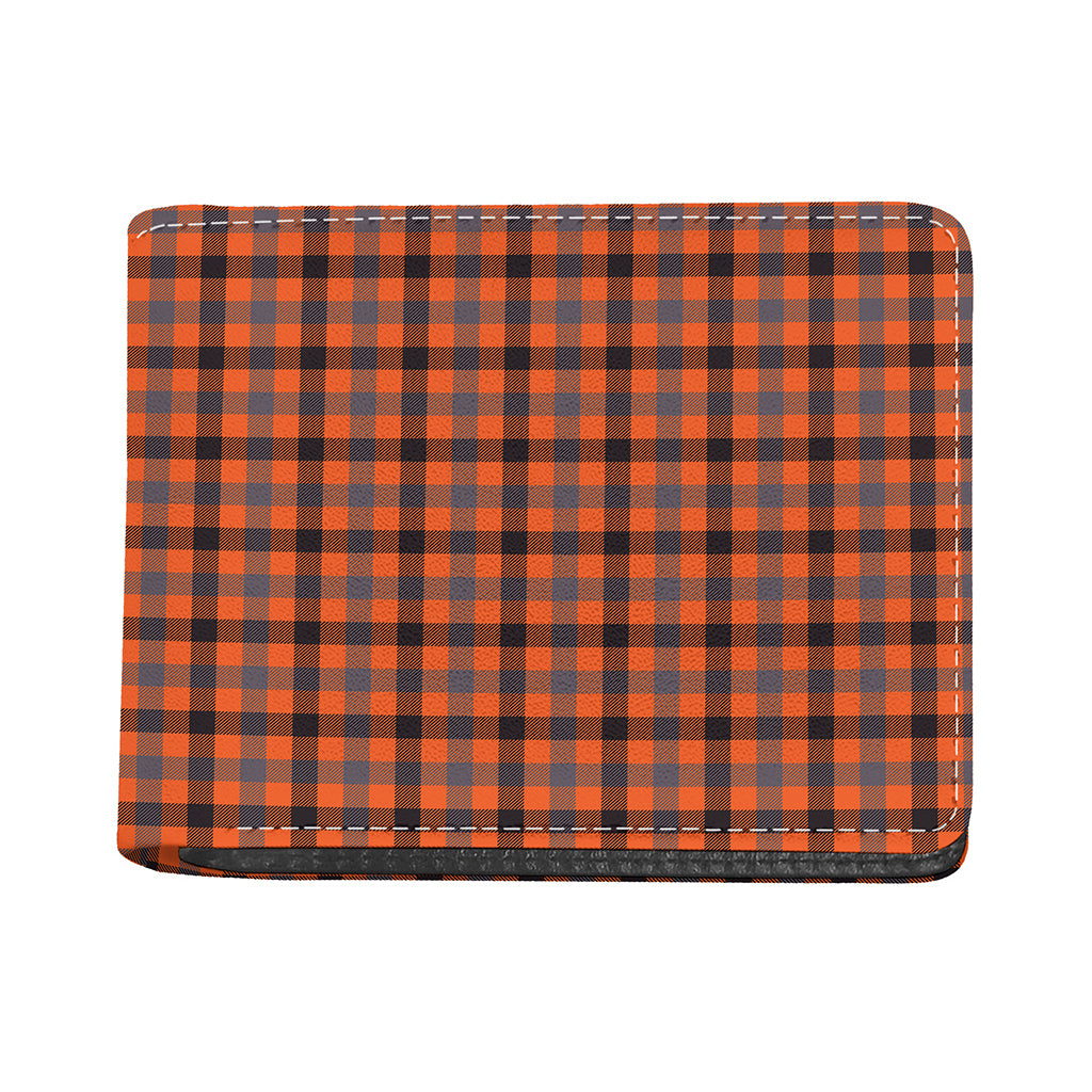 Orange Black And Grey Plaid Print Bifold Wallet