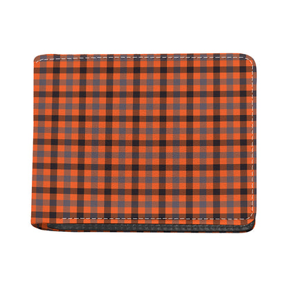 Orange Black And Grey Plaid Print Bifold Wallet