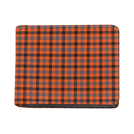 Orange Black And Grey Plaid Print Bifold Wallet