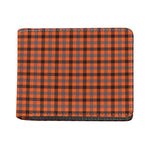 Orange Black And Grey Plaid Print Bifold Wallet