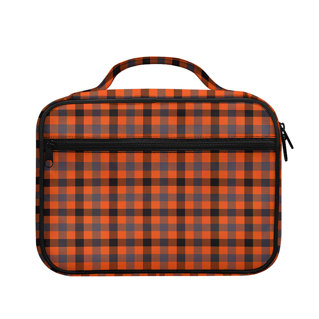 Orange Black And Grey Plaid Print Briefcase Bible Bag