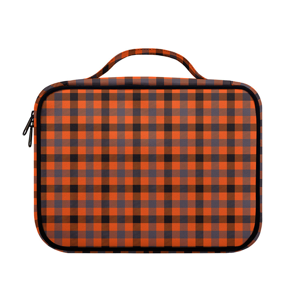 Orange Black And Grey Plaid Print Briefcase Bible Bag