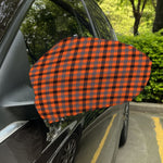 Orange Black And Grey Plaid Print Car Side Mirror Covers