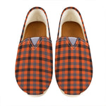Orange Black And Grey Plaid Print Casual Shoes
