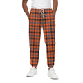 Orange Black And Grey Plaid Print Cotton Sweatpants