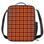 Orange Black And Grey Plaid Print Crossbody Lunch Bag