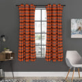 Orange Black And Grey Plaid Print Grommet Curtain Panels
