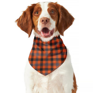 Orange Black And Grey Plaid Print Dog Bandana