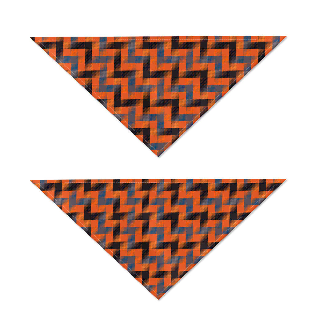 Orange Black And Grey Plaid Print Dog Bandana