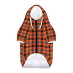 Orange Black And Grey Plaid Print Dog Zip Up Hoodie