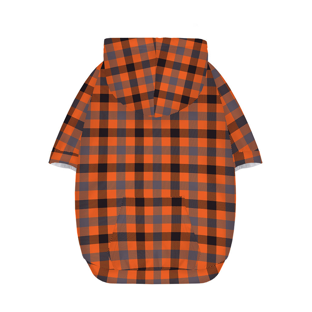 Orange Black And Grey Plaid Print Dog Zip Up Hoodie