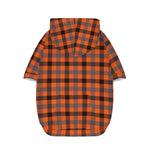 Orange Black And Grey Plaid Print Dog Zip Up Hoodie