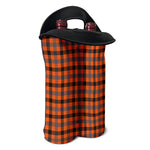 Orange Black And Grey Plaid Print Double Neoprene Wine Tote