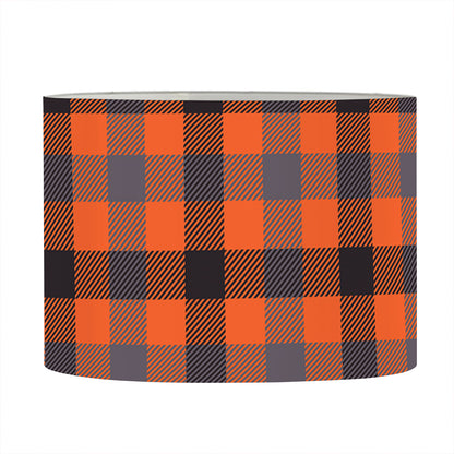 Orange Black And Grey Plaid Print Drum Lamp Shade