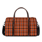 Orange Black And Grey Plaid Print Duffle Bag