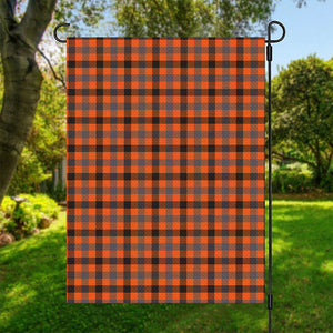 Orange Black And Grey Plaid Print Garden Flag