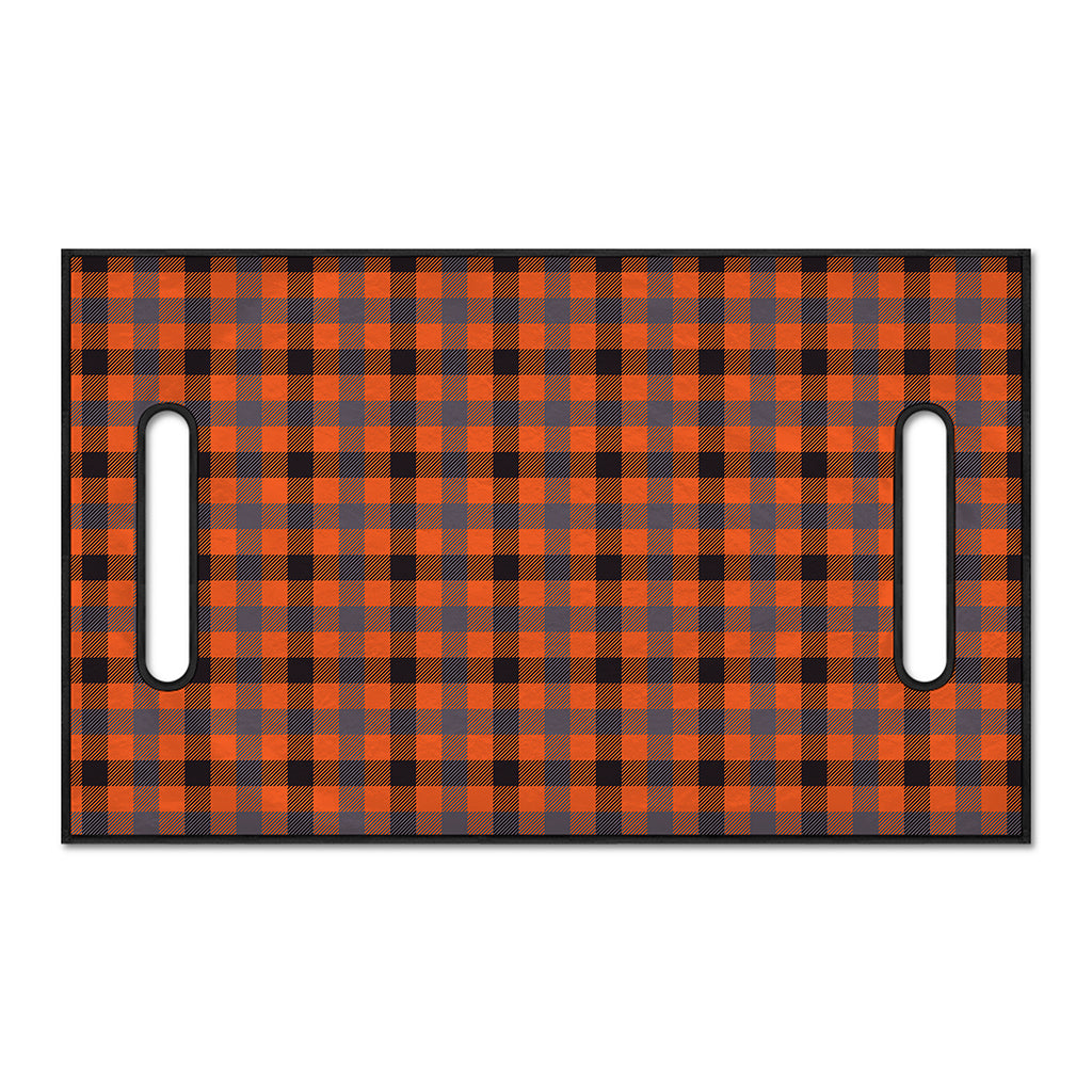 Orange Black And Grey Plaid Print Golf Cart Seat Cover