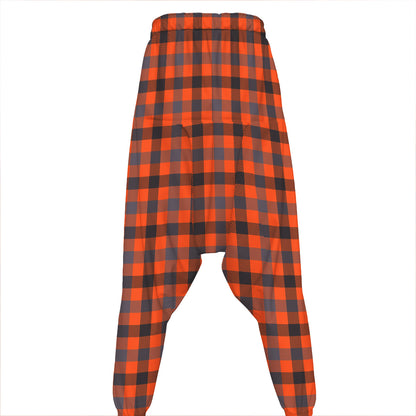 Orange Black And Grey Plaid Print Hammer Pants