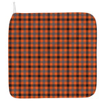Orange Black And Grey Plaid Print Hand Towel