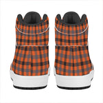 Orange Black And Grey Plaid Print High Top Leather Sneakers