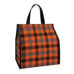Orange Black And Grey Plaid Print Insulated Lunch Tote