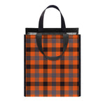Orange Black And Grey Plaid Print Insulated Lunch Tote