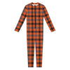 Orange Black And Grey Plaid Print Jumpsuit