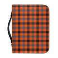 Orange Black And Grey Plaid Print Leather Bible Cover