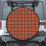 Orange Black And Grey Plaid Print Leather Spare Tire Cover