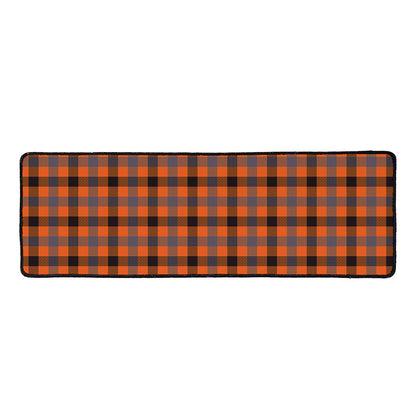 Orange Black And Grey Plaid Print Long Kitchen Mat
