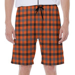 Orange Black And Grey Plaid Print Men's Beach Shorts