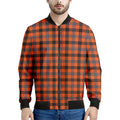 Orange Black And Grey Plaid Print Men's Bomber Jacket