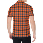 Orange Black And Grey Plaid Print Men's Shirt