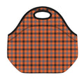 Orange Black And Grey Plaid Print Neoprene Lunch Bag
