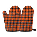 Orange Black And Grey Plaid Print Oven Mitts