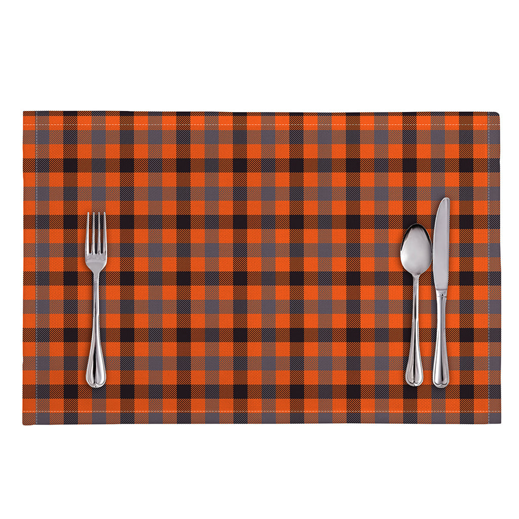 Orange Black And Grey Plaid Print Placemat