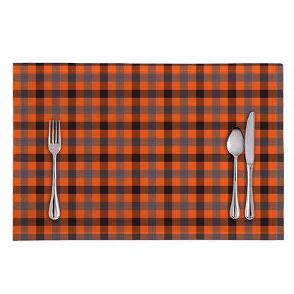Orange Black And Grey Plaid Print Placemat