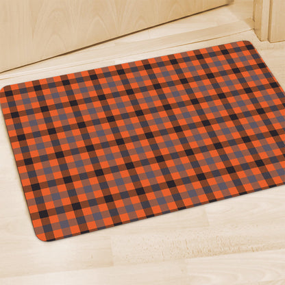 Orange Black And Grey Plaid Print Polyester Doormat
