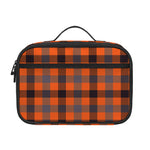 Orange Black And Grey Plaid Print Portable Lunch Bag