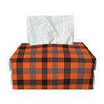 Orange Black And Grey Plaid Print Rectangle Tissue Box Cover