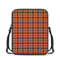 Orange Black And Grey Plaid Print Rectangular Crossbody Bag